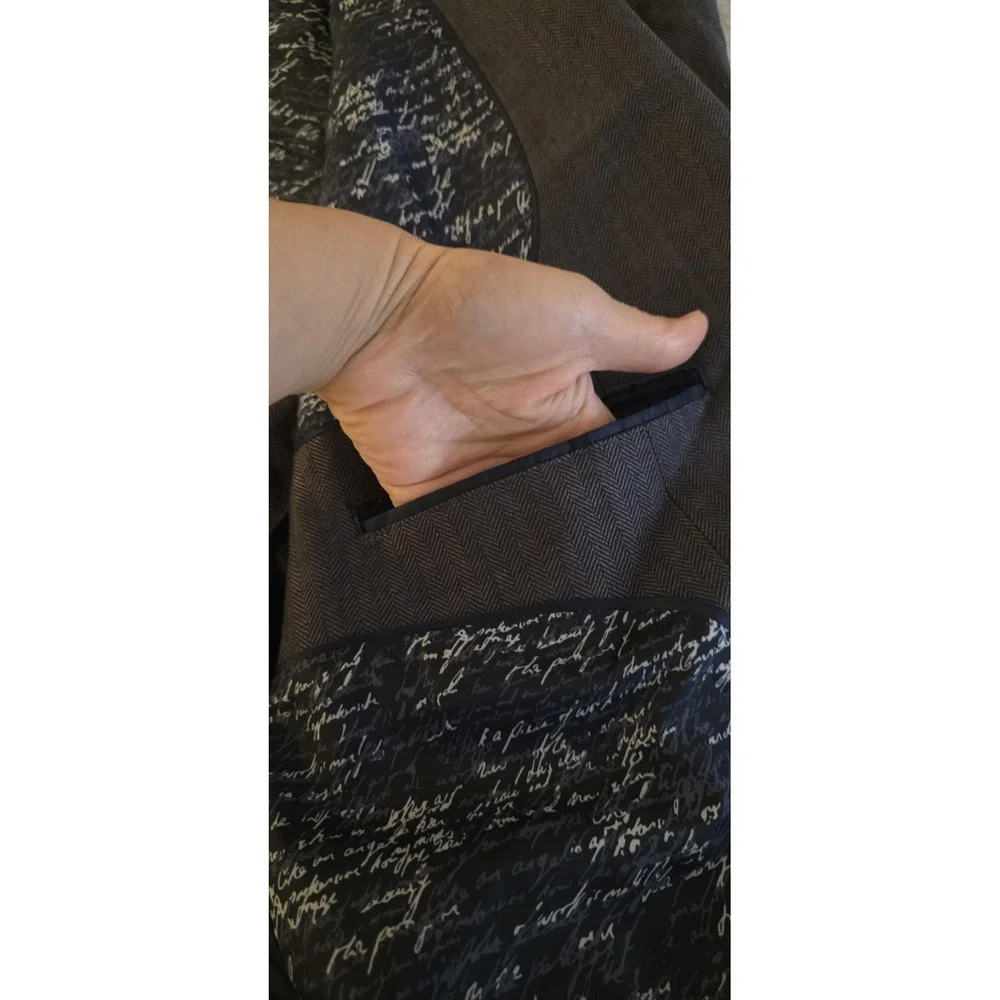 1 Like No Other Blazer Sport Coat Mens 48L Gray‎ Linen Cotton Herringbone Long
